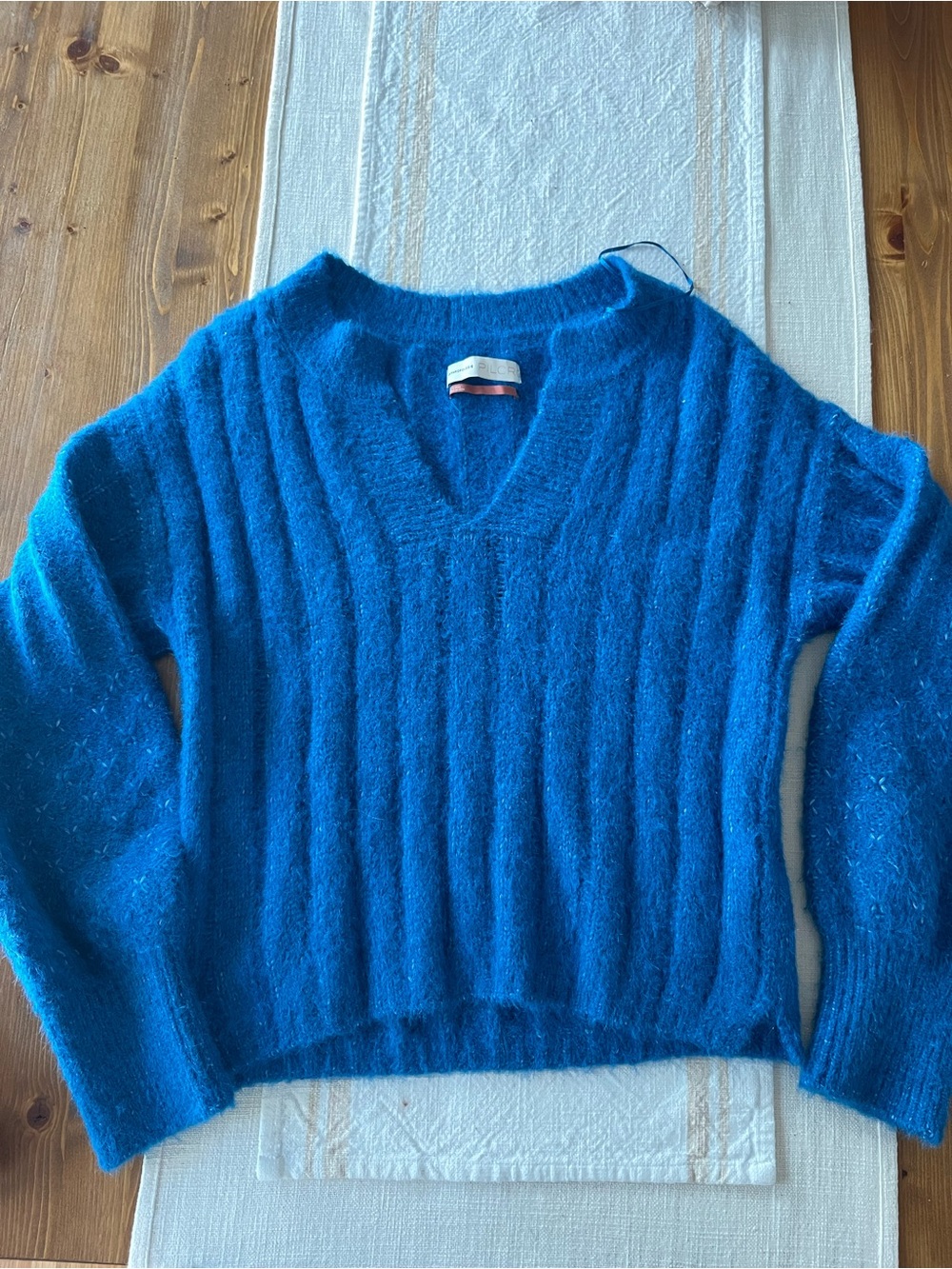 Anthropologie Pilcro Oversized Large Blue Fuzzy Knit Sweater